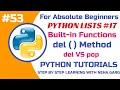 Python del vs pop Deleting Elements from a List del Method Explained Class 11 12 CS