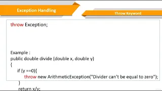 Throw Keyword in Java Lecture 65