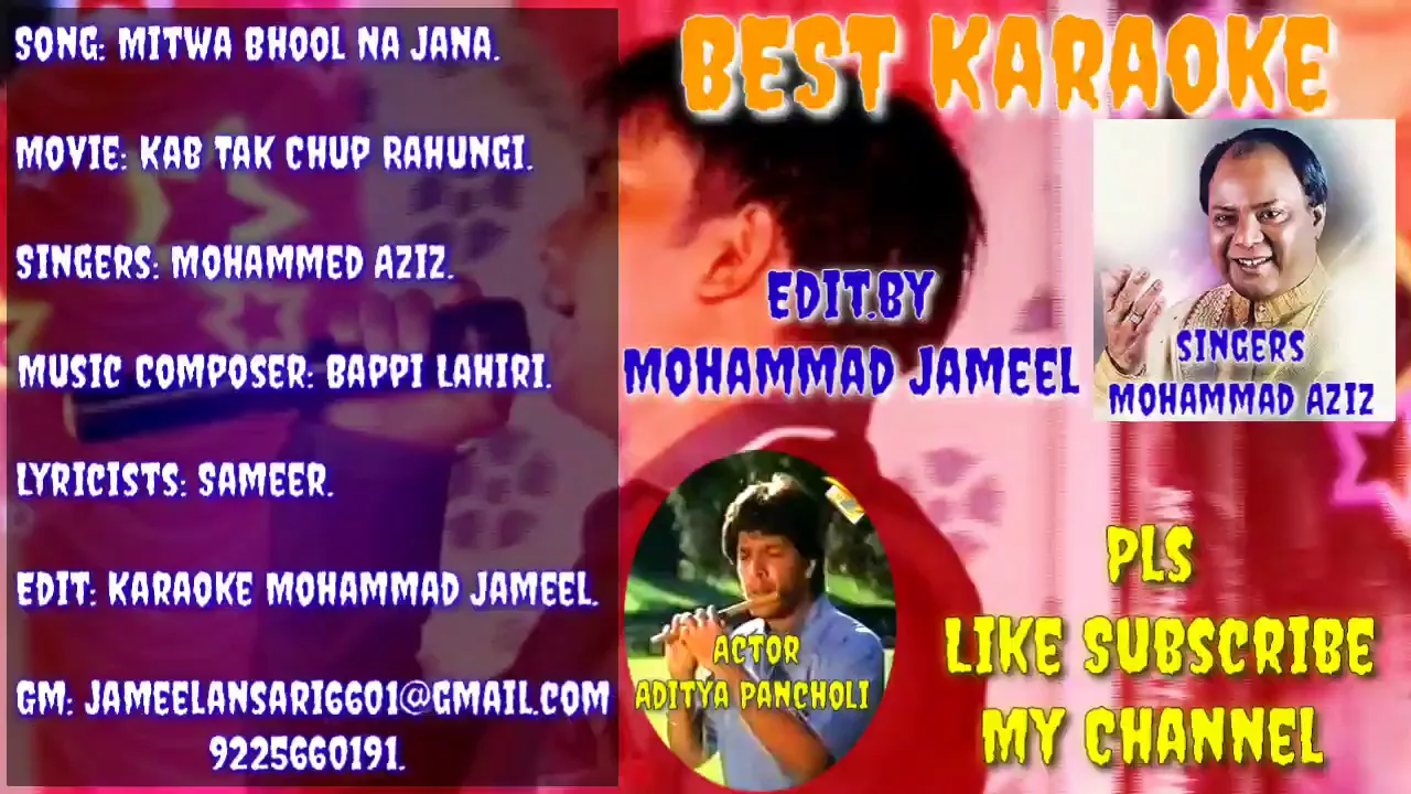 Mitwa Bhool Na Jana Karaoke|With Lyrics Karaoke|Original Karaoke|Mohammad Aziz|MD Jameel Karaoke