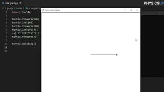 draw triangle using turtle on python - four basics commands Forward Back Right and Left
