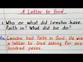 Who or what did Lencho have faith in What did he do A Letter to God