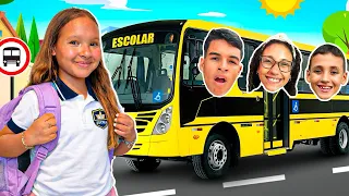Gatinha das Artes e amigos aprendem Regras de Conduta no ônibus escolar e na ESCOLA.