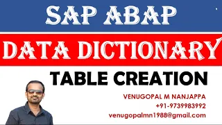 SAP Basics Data Dictionary Table Creation Domains Data Elements Venugopal M N