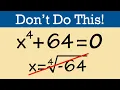 How to solve x 4 64 0 using the sum difference of two squares plus completing the square