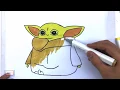Baby yoda coloring page - Baby yoda drawing for kids