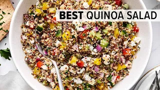 MEDITERRANEAN QUINOA SALAD | I'm obsessed with this healthy summer salad!