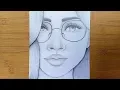 How to draw a Girl with Glasses step by step Pencil sketch