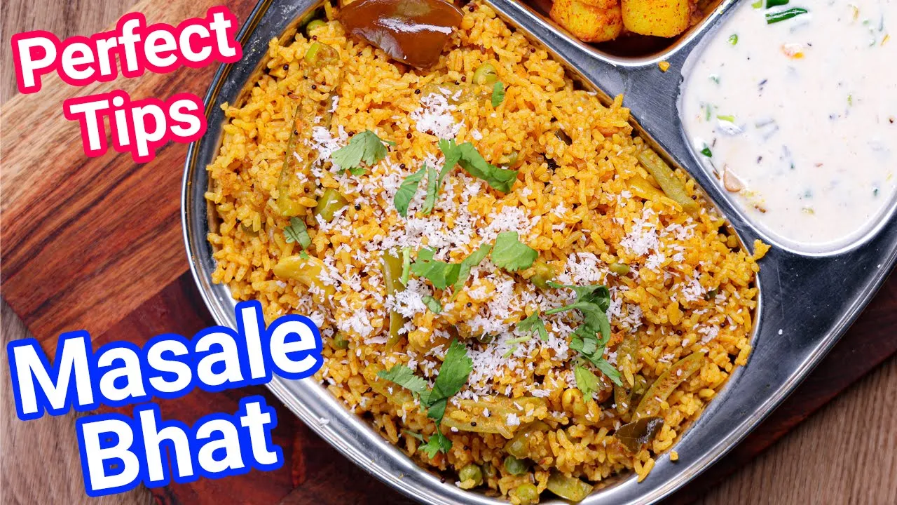 Authentic & Traditional Masale Bhat Recipe - New Simple Tips   Maharashtrian Masala Bhaath Rice