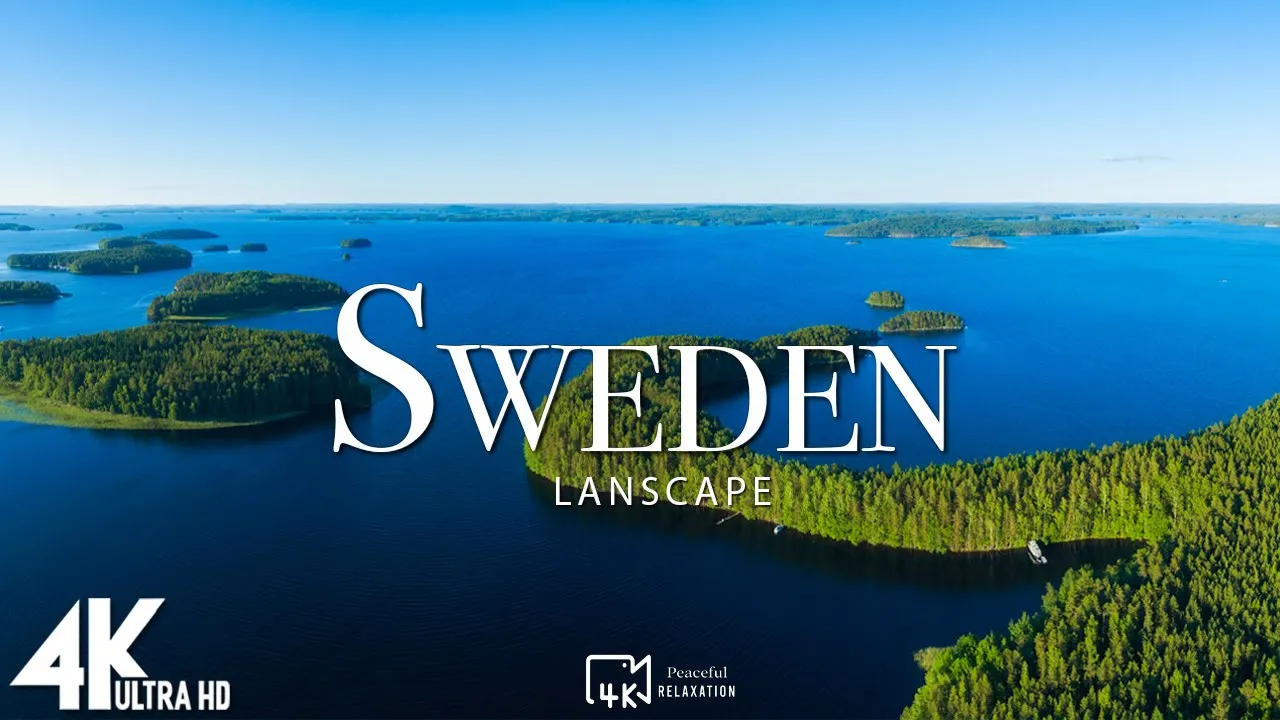 FLYING OVER SWEDEN 4K UHD - Soft Piano Music Along With Beautiful Landscape Videos For TV