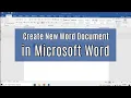 How To Create A New Document in MS Word Microsoft Word