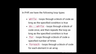 CONTROL STRUCTURES PART-2 LOOP STATEMENTS IN PHP WHILE DOWHILE FOR FOR EACH LOOPS