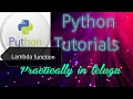 Anonymous function or lambda function in python Python tutorials in telugu