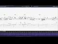 Blues Boys Tune (B.B. King) sync'd guitar transcription with on-screen notation/tab
