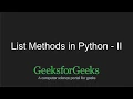 Python Programming Tutorial List Methods - Part 2 GeeksforGeeks