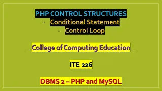PHP Control Structures Conditional and Loops Statement
