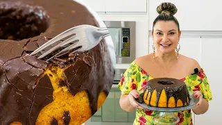 BOLO DE CENOURA COM CALDA DE CHOCOLATE QUE ENDURECE SEM LEITE CONDENSADO