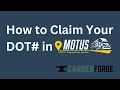 How to Claim Your DOT Number in Motus Even if not registered in Portal