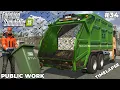 24 HOURS AS A GARBAGE MAN IN MITTLEBERG PUBLIC WORK Farming Simulator 25 EP 34