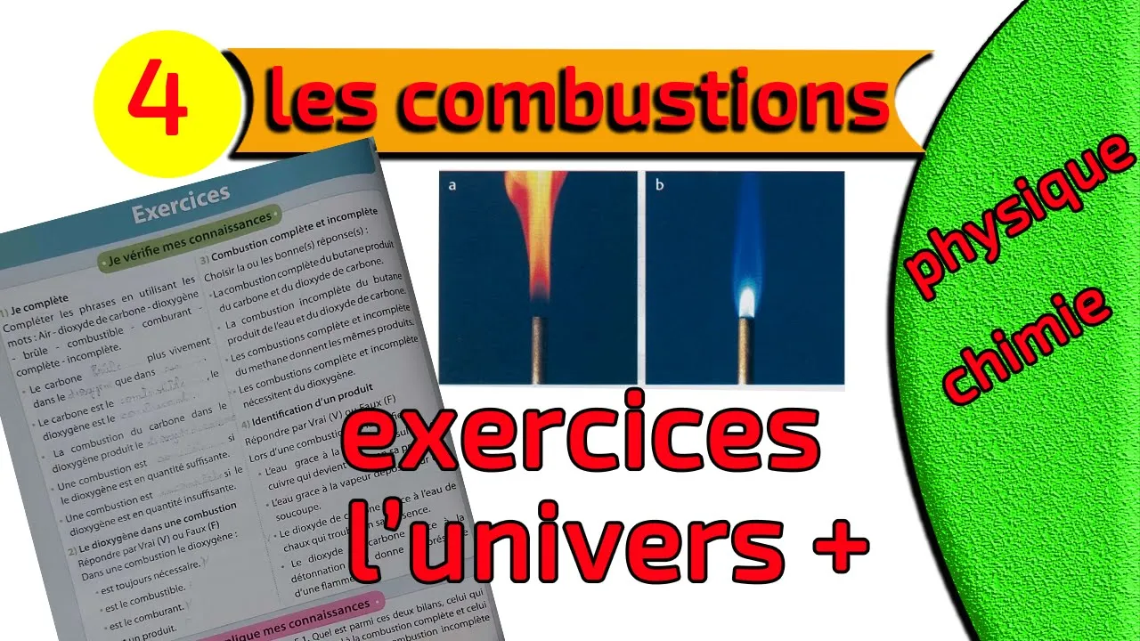 exercices sur les combustions 2 eme année du collège BIOF physique chimie