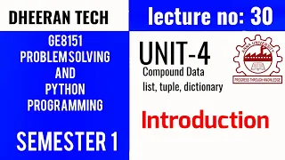 GE8151 Problem Solving Python Programming unit-4 introduction list tuple dictionary