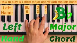 Piano Lesson 137 How to play B flat major chord with the left hand play along tutorial