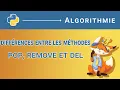Algorithm - 56 Differences between remove pop and del methods Python