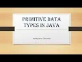 Primitive Data Types in Java Data types Java OOP Java programming Malayalam Tutorials