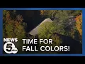 Leaves changing colors at covered bridge in Ohio
