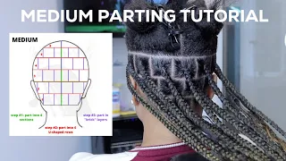 medium box braid parting tutorial row by row beginner friendly