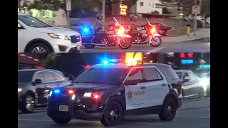 2x CHP Motorcycles and LASD Responding Code 3