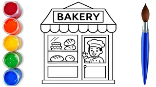 How to draw easy cute bakery | easy drawing step by step 