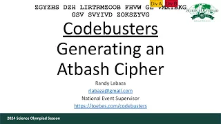 Codebusters - Generating an Atbash Cipher