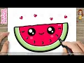 How to Draw a Cute Watermelon Slice Easy Drawing for Kids Kawaii Fruit Drawing