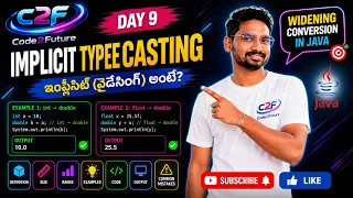 Implicit Type Casting in Java Widening Conversion Explained with Examples in Telugu