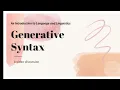 Generative Syntax - Discussion
