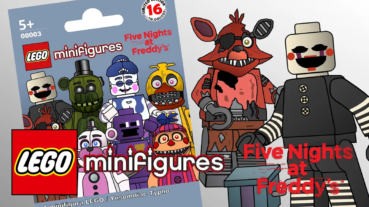 Complete Set Of Five Nights At Freddy's 8-Bit Figures + Bonus Golden Freddy