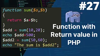 Function with return value in php php tutorial for beginners full - 27 php full course