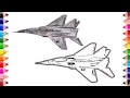 Fighter jet drawing step by step - Fighter jet coloring pages