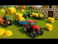 Download Lagu Farm Works: Tractor \u0026 Baler Collect and Stack Straw Bales! | Farm Vehicles