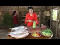 Download Lagu Countryside Vlog: Mother and daughter cook fish with free vegetable from vegetable garden