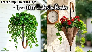2 Clever DIY Umbrella Planter Ideas | Easy Home Garden & Patio Makeover//GREEN PLANTS