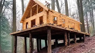 Man Builds Dream 2-Story Cabin in the Forest | Start to Finish by @TheOffGridExperience