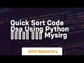 Quick sort code dsa using python mysirg