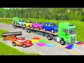 Download Lagu Flatbed Truck McQueen | Transportation with Truck - Pothole vs Car #98 | BeamNG.Drive Gameplay