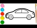 How to draw a Car for Kids Coloring Painting of a Car