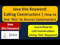 Java this Keyword Calling Constructors How to Use this to Access Constructors Java Tutorial