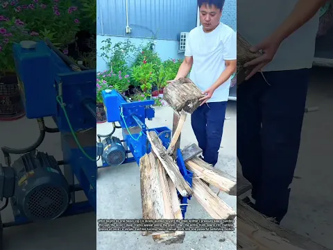 آلة قوية تشق جذوع الخشب في ثوانٍ 🪵⚙️