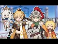 When Aether and Paimon Meet Guardian and Little princess Genshin impact X Guardian Tales