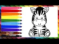 Draw and Color a Cute Zebra Drawings for Kids