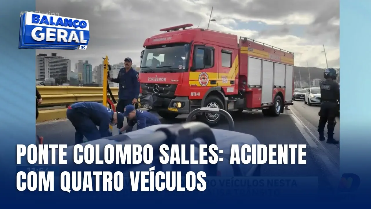 Acidente na Ponte Colombo Salles com quatro veículos causa congestionamento nesta quinta-feira